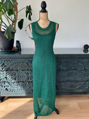 a new day Shimmer Emerald Green Sleeveless Knit Maxi Dress